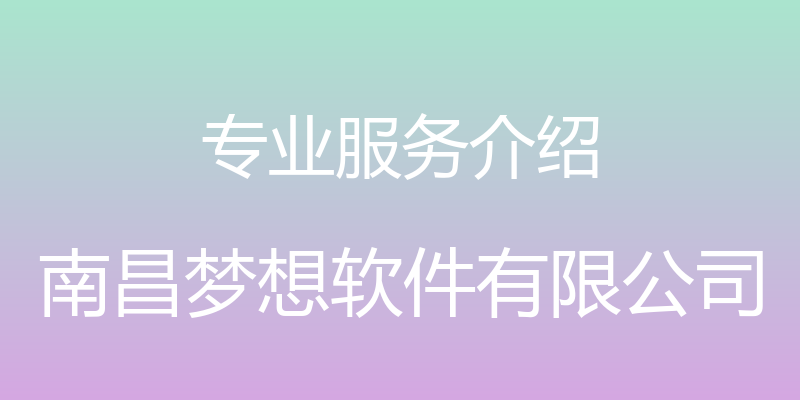 专业服务介绍 - 南昌梦想软件有限公司